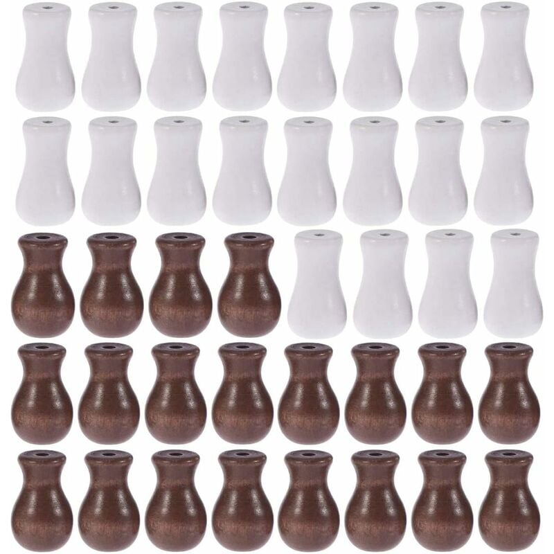 Csparkv - Cordon Blanc en Bois Gland (Brun,Blanc), 40 Pièces Pendentif Rideau Pendentif en Bois Blanc Rideau en Bambou Bois Boule de Bambou Pendaison