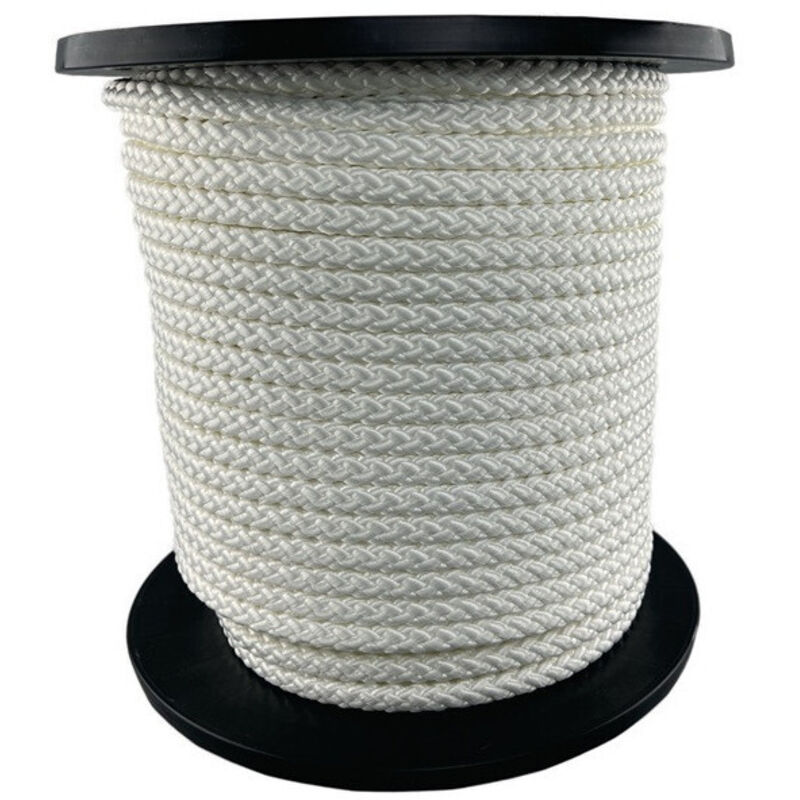 Cordon corde roue D.8mm blanc massif + tressage fin avec âme Overmann