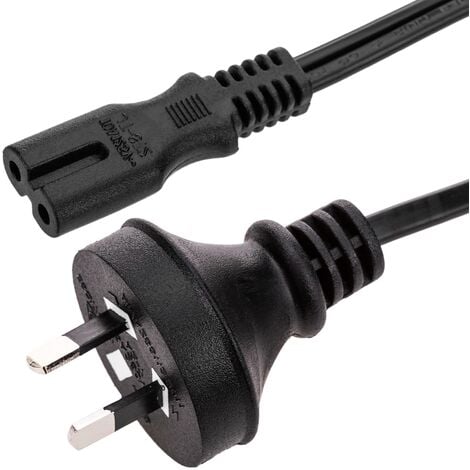Câble d'alimentation Iec C7 2m Noir, Euro Plug To Figure 8 Cordon