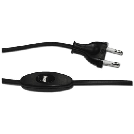 Cordon D'alimentation Avec Interrupteur 3a 1,5m 2x0,75mm Câble Plat Noire Edm