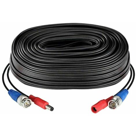 Cordon d'alimentation vidéo cable BNC pour caméra DVR de Surveillance de sécurité 18.3m/60ft noir 1 bobine