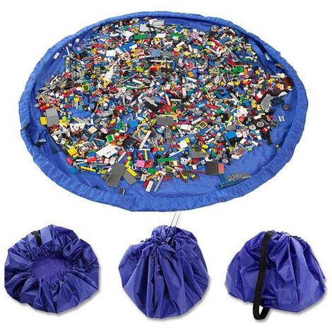 Cordon d'arrimage du sac de rangement des jouets - sac de rangement des jeux contenants de rangement des jouets pour enfants (bleu)