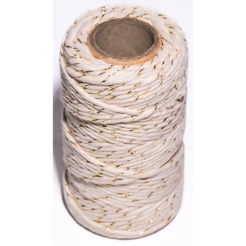 Cordón de algodón de 2 mm, hilo de oro blanco, decorativo, natural, macramé, regalos