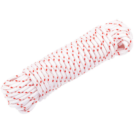 Cordón de arranque nailon blanco y rojo Ø4 mm 10 m vidaXL