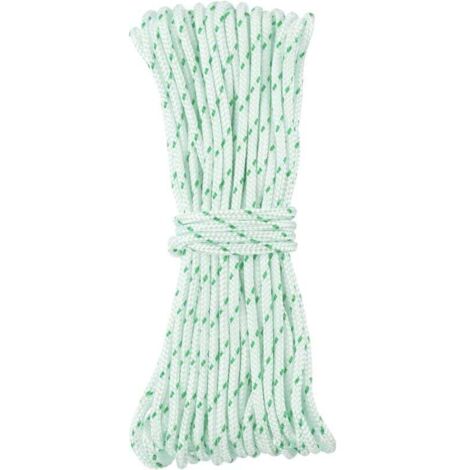 Cordon de Démarrage par Traction, Corde de Démarrage en Nylon de 10 Mètres de 3,5 mm de Remplacement, Tronçonneuse, Débroussailleuse, Coupe-Bordures, Pièces de Moteur, Blanc Vert