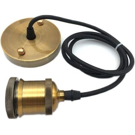 Cordon de suspension tressé - Style industriel rétro moderne, idéal pour les cuisines, salles à manger et bars - 1 pièce, culot E27, doré