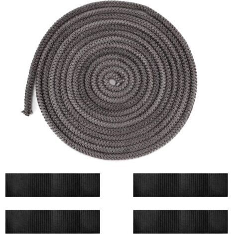 Cordon d'étanchéité, joint de remplacement pour porte de cheminée et de poêle, fibre de verre, gris foncé, 14 mm x 2 m