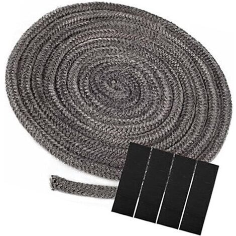 Cordon d'étanchéité pour cheminée, gris, rouleau de 20 mm x 3 m, en fibre de verre non toxique, joint remplaçable, pour cheminée et poêle à bois.