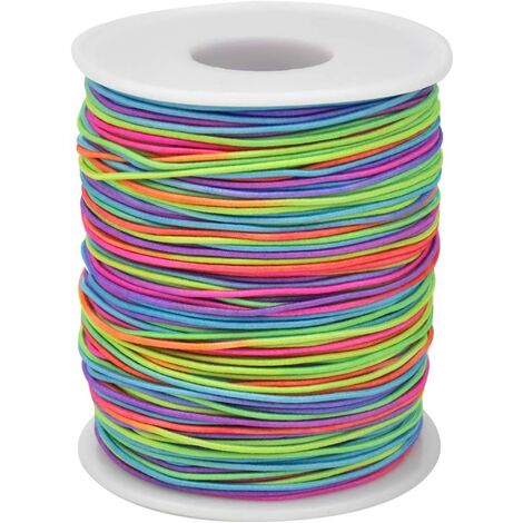 Cordón elástico, cordón con cuentas, cordón arcoíris, cordón trenzado artesanal para collar, pulsera, fabricación de joyas, hilo elástico de colores, 1 mm x 100 m