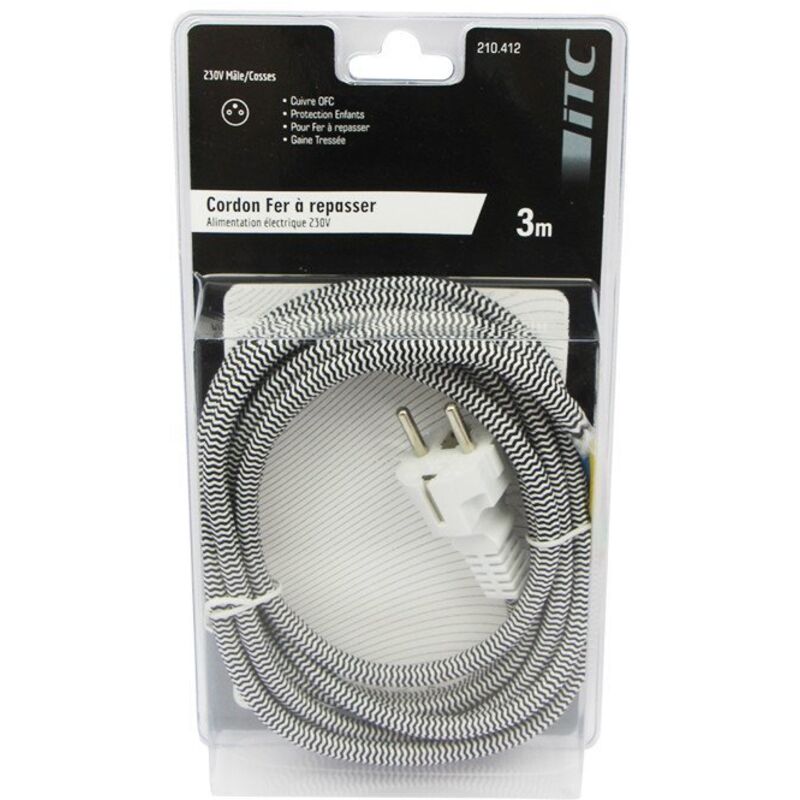 Cordon fer a repasser longueur 3m - 3x1mm ITC 308538