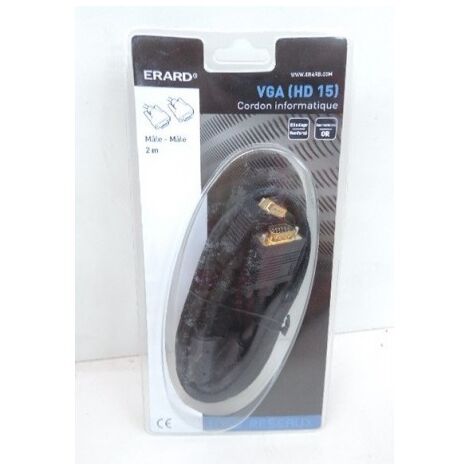 Cordon informatique VGA (HD 15) mâle/mâle longueur 2m Filtré Perform ERARD 7502