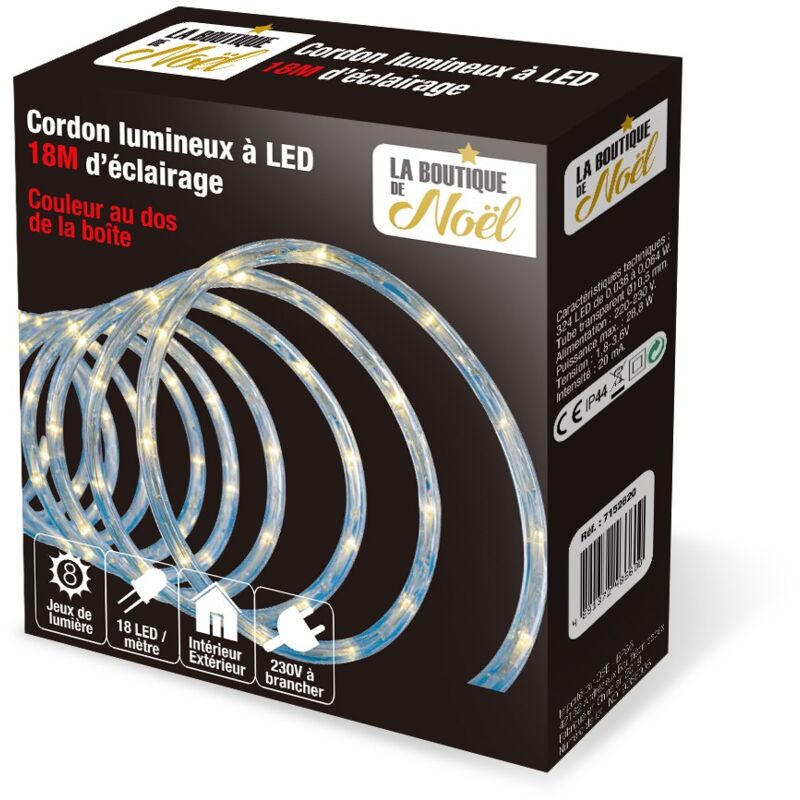 Cordon lumineux led multicolore extérieure - 6, 10, 18 ou 40 mètres - 18 mètres - Rouge