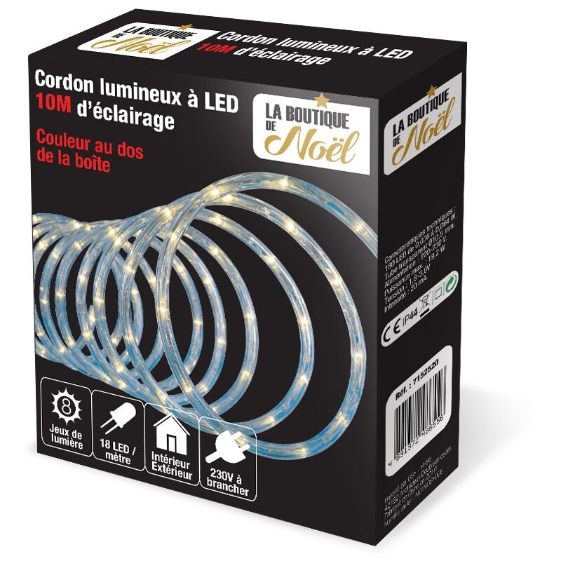 Cordon lumineux led multicolore extérieure - 6, 10, 18 ou 40 mètres - 10 mètres - Rouge