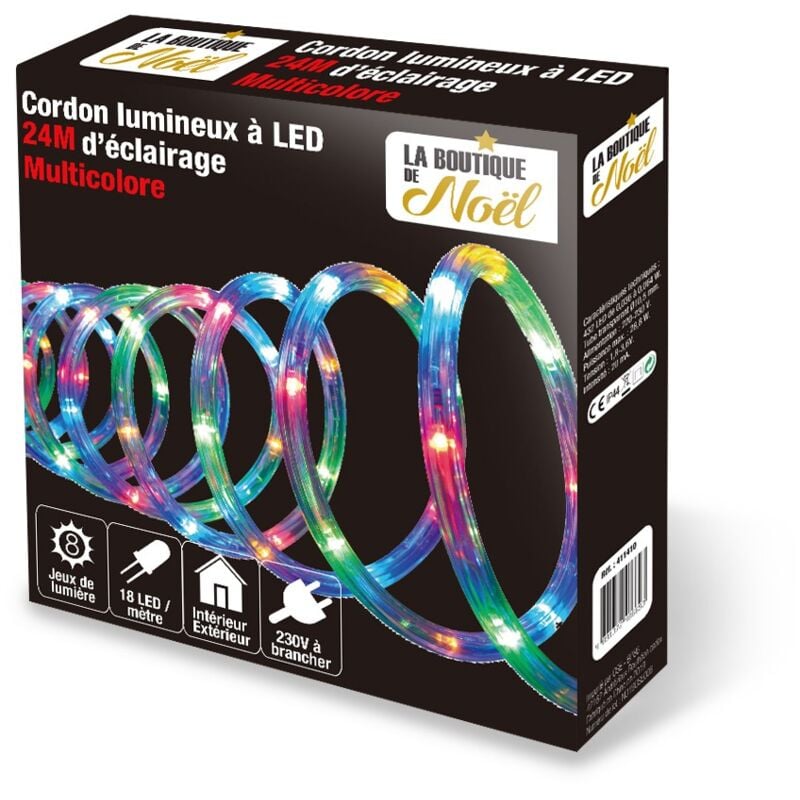 Cordon lumineux led multicolore extérieure - 6, 10, 18 ou 40 mètres - 40 mètres - Multicolore