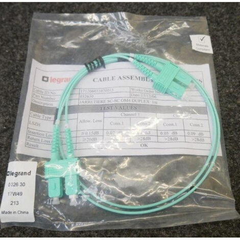 Cordon optique de brassage OM4 multimode LCS³ duplex SC/SC longueur 1m LEGRAND