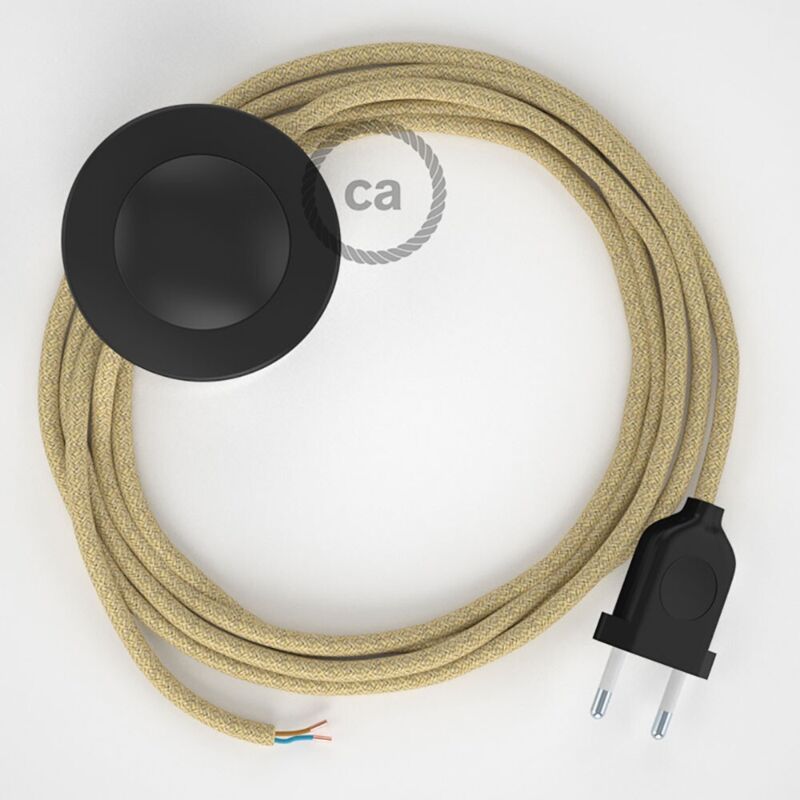 Câbles créatifs - Câblage pour lampadaire, Câble RN06 Jute 3 m. Choisir la couleur de l'interrupteur et de la prise. - Noir