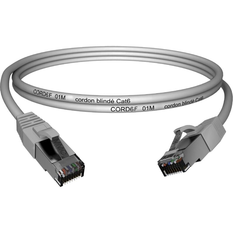 CAE - Câble Ethernet catégorie 6 f/utp Multimedia Connect, Gris, 10m Avec connecteur, Résistant au Feu ( Prix pour 1 )