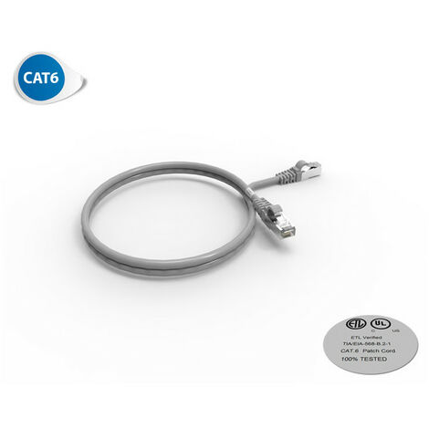 Cordon RJ45 CAT 6 surmoulé FUTP 100 Ohms LSOH, Couleur : gris, Longueur : 1 m (2030)