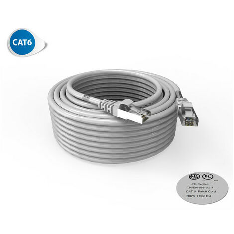 Cordon RJ45 CAT 6 surmoulé FUTP 100 Ohms LSOH, Couleur : gris, Longueur : 15 m (2060)