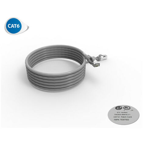 Cordon RJ45 CAT 6 surmoulé FUTP 100 Ohms LSOH, Couleur : gris, Longueur : 3 m (2040)