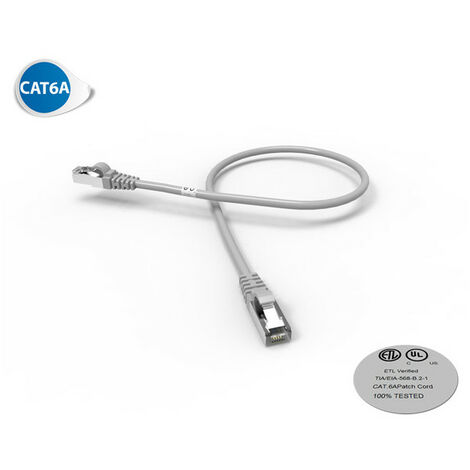 Cordon RJ45 CAT6A SFTP 100 Ohms LSOH, Couleur : gris, Longueur : 0,5m (2205)