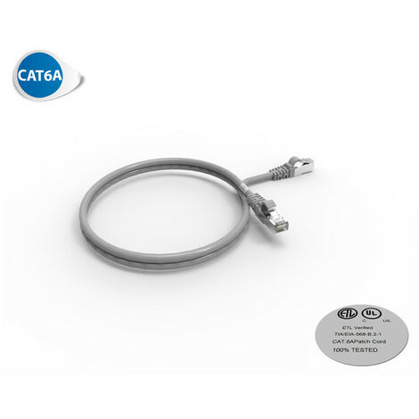 Cordon RJ45 CAT6A SFTP 100 Ohms LSOH, Couleur : gris, Longueur : 1m (2210)