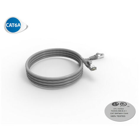 Cordon RJ45 CAT6A SFTP 100 Ohms LSOH, Couleur : gris, Longueur : 2m (2215)