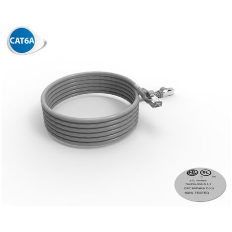 Cordon RJ45 CAT6A SFTP 100 Ohms LSOH, Couleur : gris, Longueur : 3m (2220)