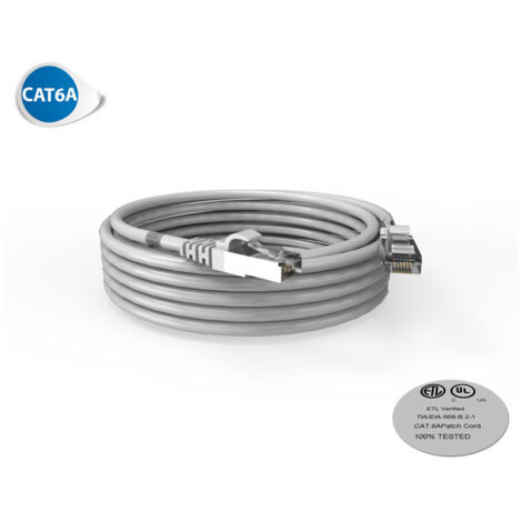 Cordon RJ45 CAT6A SFTP 100 Ohms LSOH, Couleur : gris, Longueur : 5m (2225)