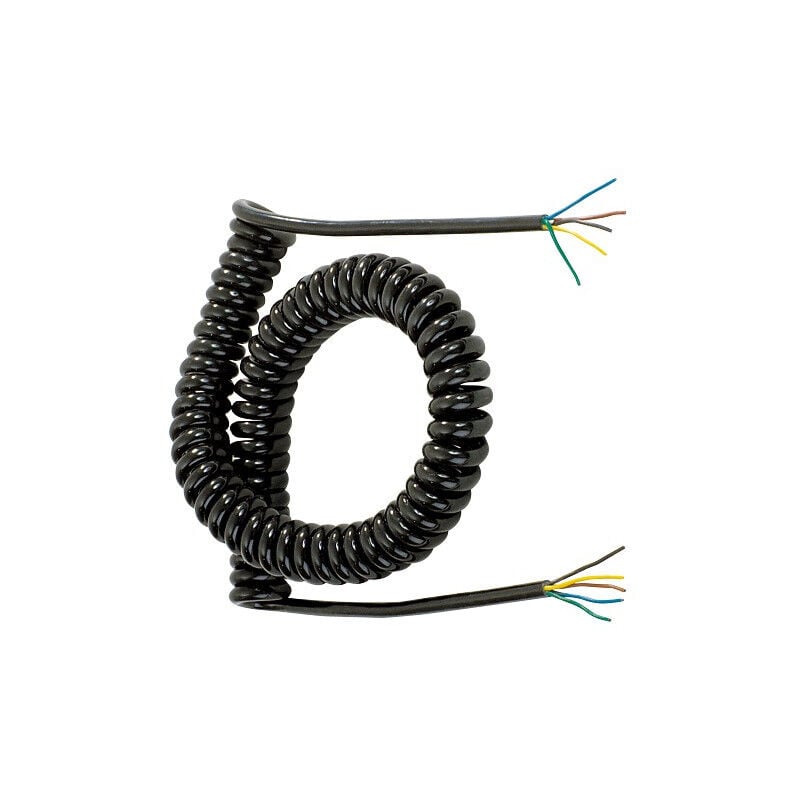 Maxter - Cordon Spiralé Nu pvc - 5 Conducteurs - Longueur 7M