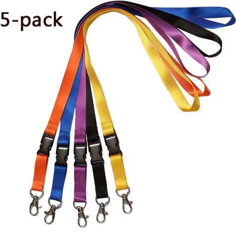 Cordon Tour De Cou Amovible Pour Badge D'identification Clés Téléphone USB Nylon Sifflet Libération Rapide Lot De 5