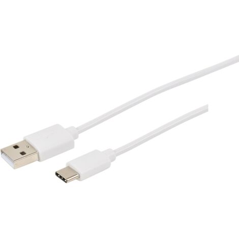 cordon - type c mâle vers usb mâle - 3a - 1 mètre - blanc - erard 722442