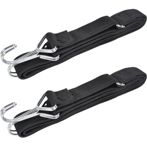 Cordones elásticos planos, 200 cm con ganchos, correas para equipaje, correas elásticas para bicicletas, camping, coche, portaequipajes elástico (2 m)