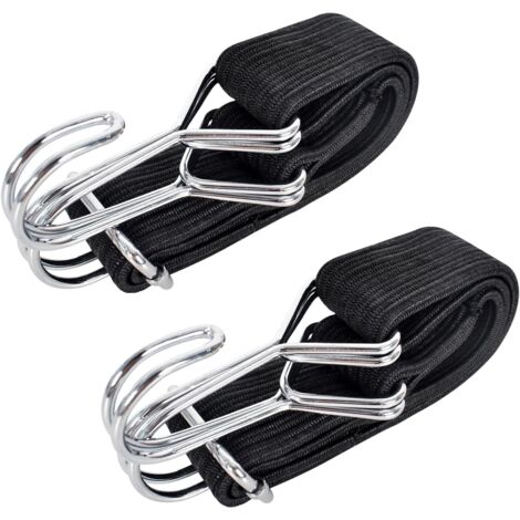 Cordones elásticos planos de 60 cm con ganchos, correas para equipaje, correas elásticas para bicicletas, camping, coche, portaequipajes elástico (0,6 m)