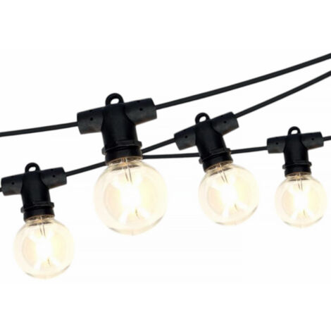 Cordoniera LED 9,8m con 10 Lampadine G40 a Luce Calda E12, Prolungabile per Esterni, Giardino, Eventi, Ristoranti - Lampadina Omaggio Inclusa
