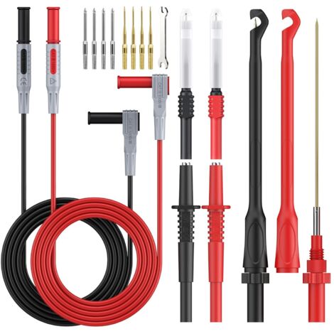 Cordons de Mesure Kits Câbles de Test avec Crochet de Test sans Rupture de Fil Câbles de Rallonge Aiguille de Piercing 4mm Sondes de Test interchangeables pour Multimètre