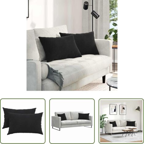 Cordstoff -  Sofakissen 2 Stück Schwarz 60 x 40 cm Cordstoff
