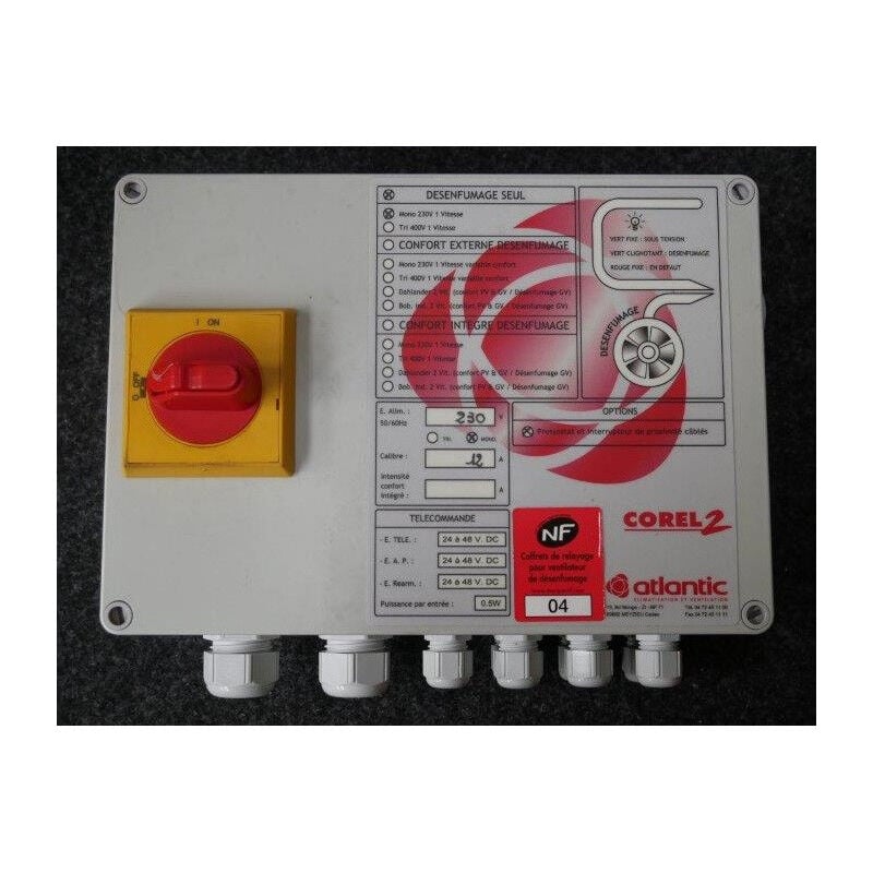 Atlantic - Coffret de relayage 12A mono 230V mdv12p Corel2 désenfumage seul