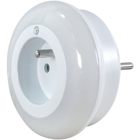 CORENSI Veilleuse LED crépusculaire enfichable + prise 2 pôles+terre