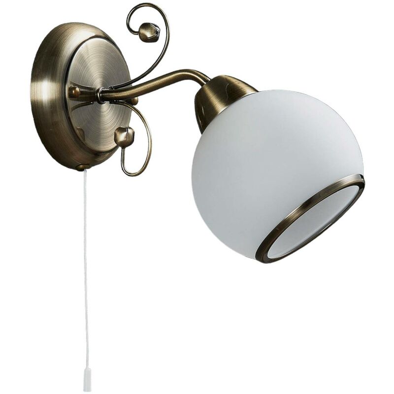 Image of Lindby - Corentin - incantevole lampada da parete - bianco satinato, ottone antico