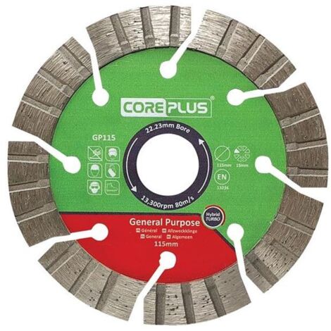 CorePlus CORDBGP115 GP115 General-Purpose Hybrid Turbo Diamond Blade 115mm CORDBGP115