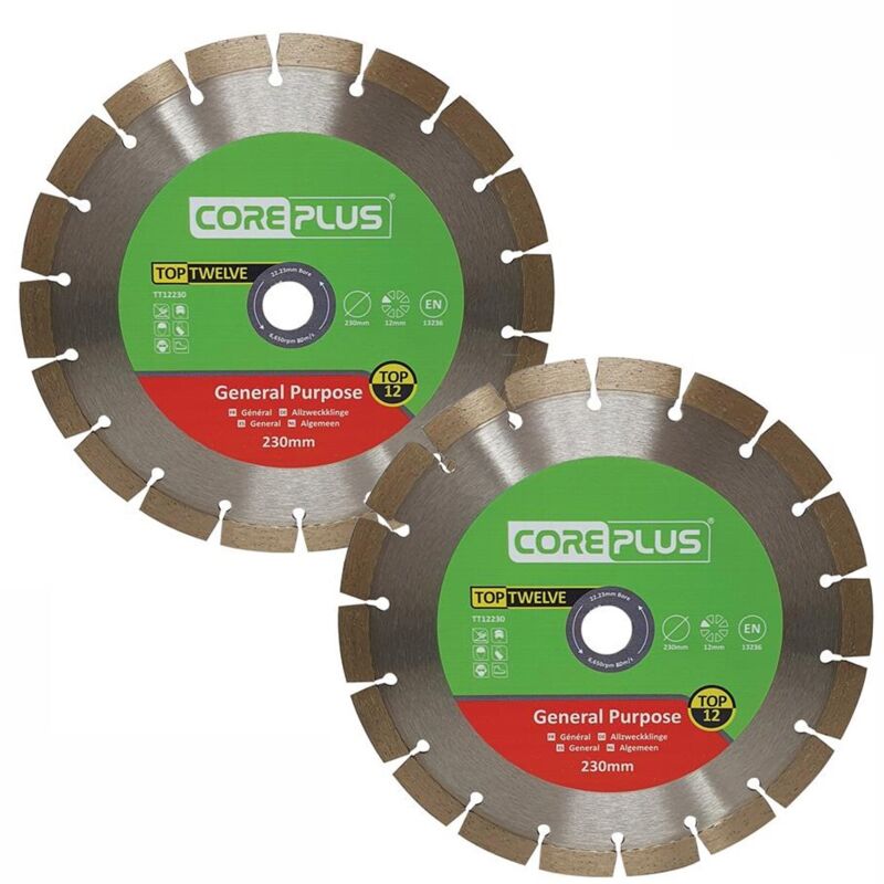 CorePlus General Purpose Diamond Brazed Blade 230mm TWIN PACK CORDBTT12230
