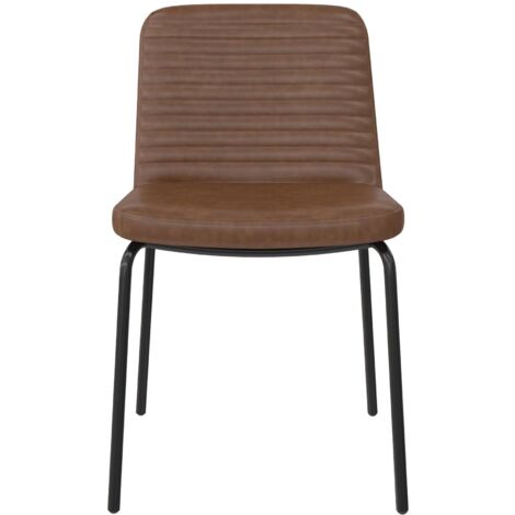 Corey-Ensemble de 2 chaises de salle à manger en simili cuir camel