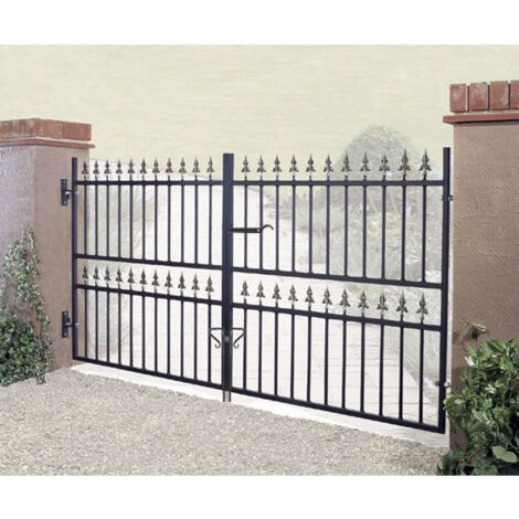 Corfe Premium Range Spear Top Low Double Gate - Steel - Fits Gap of 3658 mm x 1168 mm High - Electro Galv./Black Powder Coated
