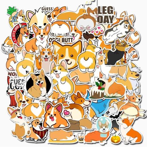 Corgi-Aufkleber für Wasserflaschen, Laptops, MacBooks, Schreibtische und Kinder