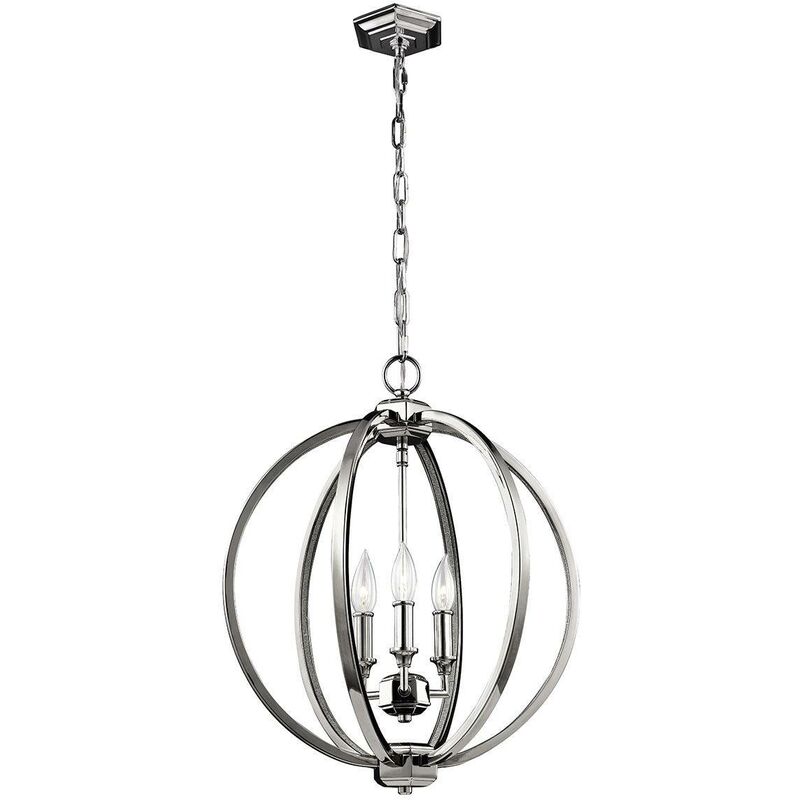 Elstead Lighting - Elstead Corinne - 3 Light Medium Spherical Ceiling Pendant Polished Nickel, E14