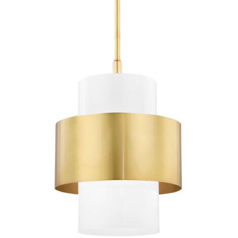 Corinth Grand luminaire suspendu à 1 lumière, laiton, verre