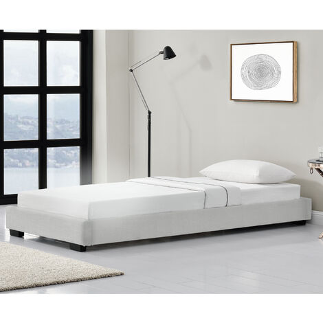 [CORIUM] Corium Cama individual Masari con somier tapizado en piel sintética / MDF 90 x 200 cm - Blanco