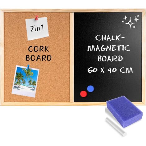 Cork Board + Magnetic Chalkboard 60 x 40 cm