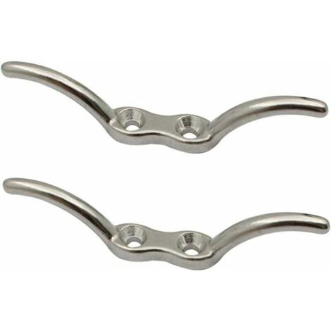 Cornamusas de amarre de acero inoxidable para banderas, para reparar astas escolares, astas de barcos y persianas, 2 piezas (plateadas)
